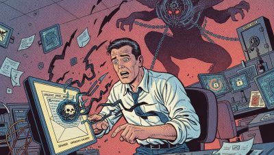 Illustrazione cyber di account aziendale disattivato e accessi digitali da controllare